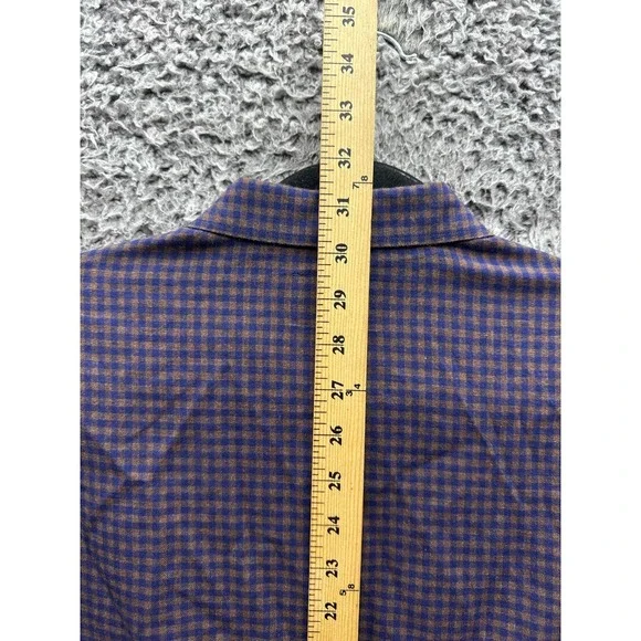 Dondup Cotton Plaid Button Up Long Sleeve Shirt Purple Mens Size L‎